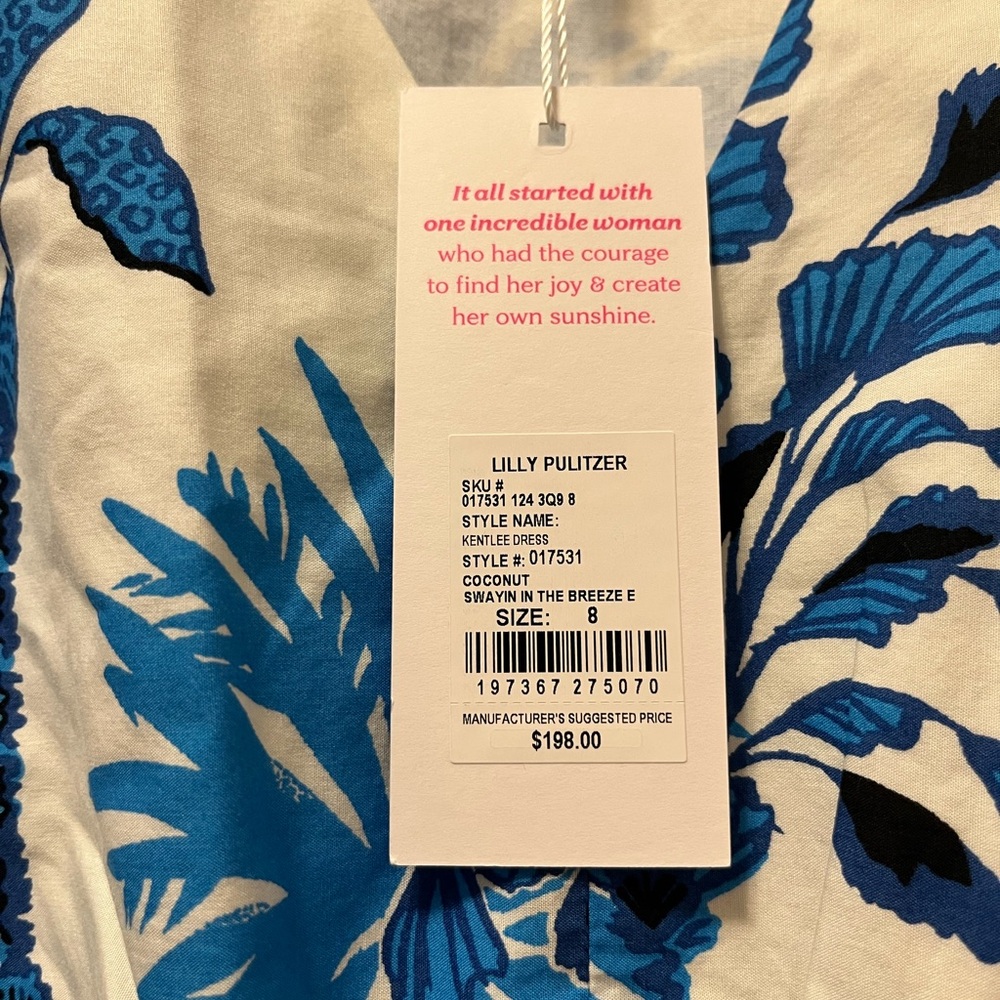 Lilly Pulitzer Blue and White Floral Dress NWT - Picture 3 of 7